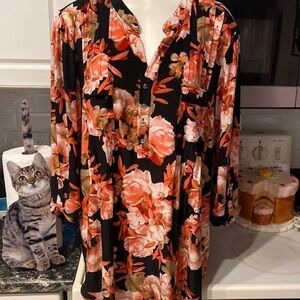 X womens j.t.b. floral stretch 3/4 sleeve plus size top 3X